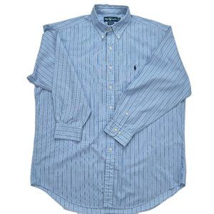 Blue Pin Stripe Polo Ralph Lauren YARMOUTH Long Sleeve Button Down Shirt - 16.5